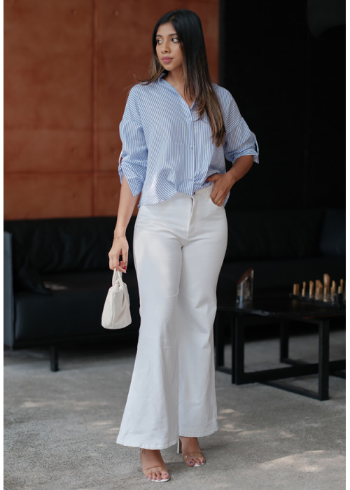 WIDE LEG WHITE DENIM PANT